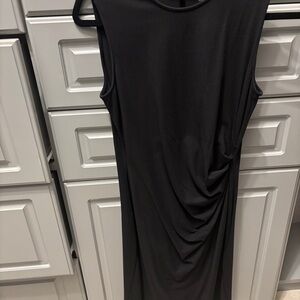 Theory Black Draped Midi Dress